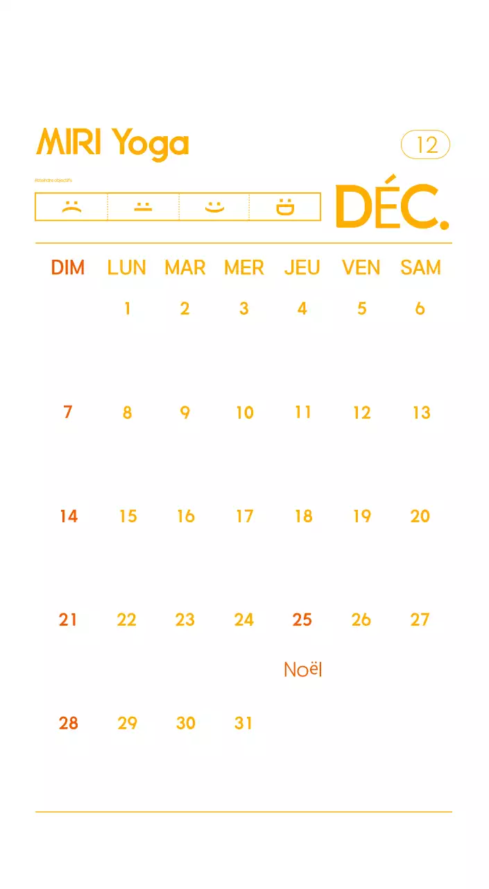 Calendrier promotionnel de yoga minimaliste orange