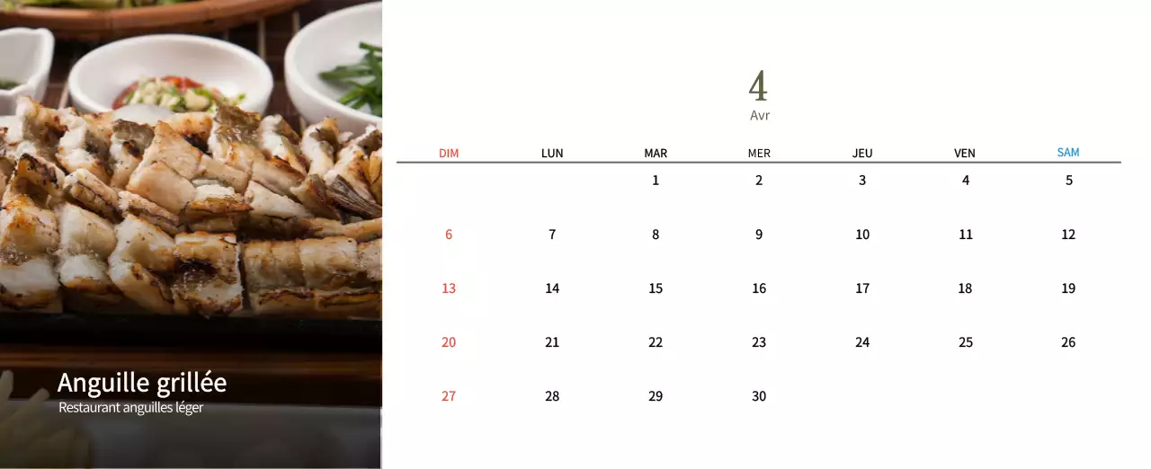 Calendrier de l'alimentation traditionnelle beige