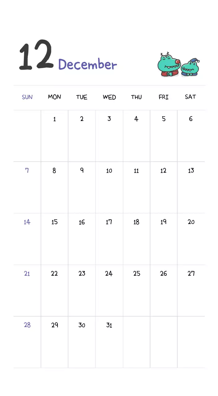 かわいいアゴイラストコンセプトのカレンダー