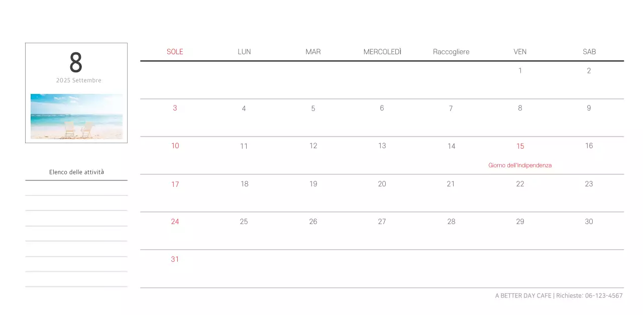 Calendario botanico naturale bianco e pulito
