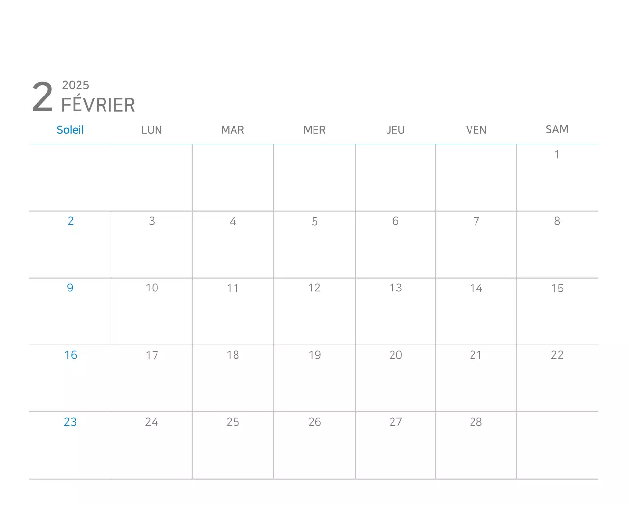 Calendrier moderne bleu Calendrier