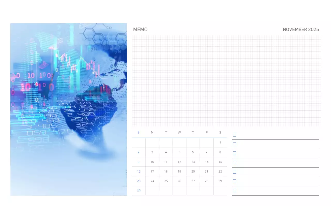 Blauer minimalistischer Kalender