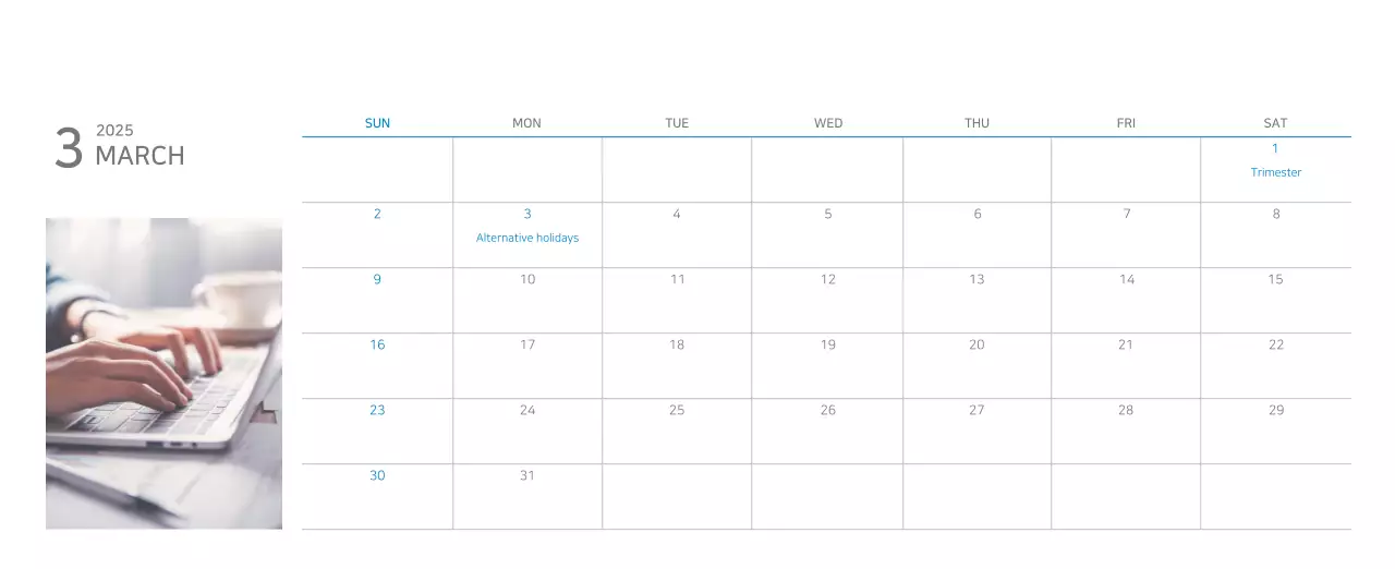 Blue Modern Calendar Corporate Promotions