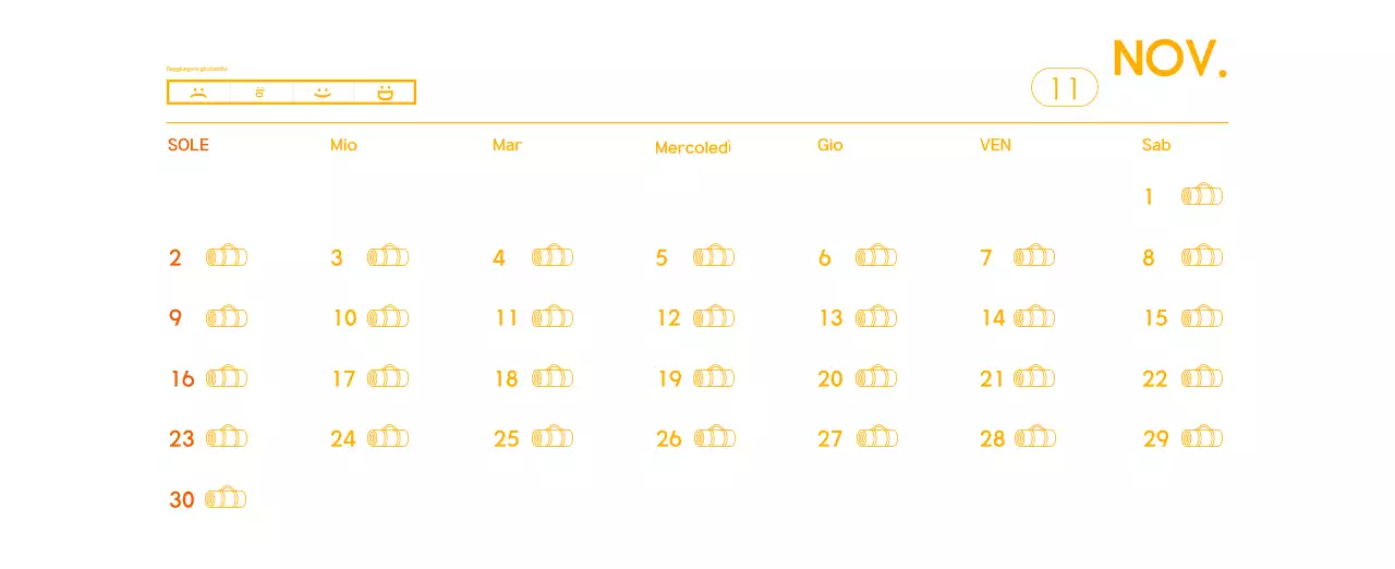 Calendario promozionale arancione dello yoga minimalista