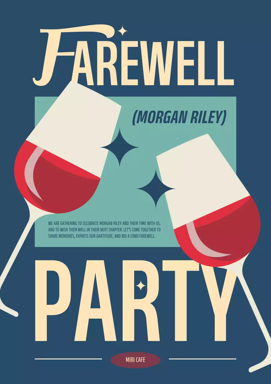 Blue Retro Farewell Invitation Poster