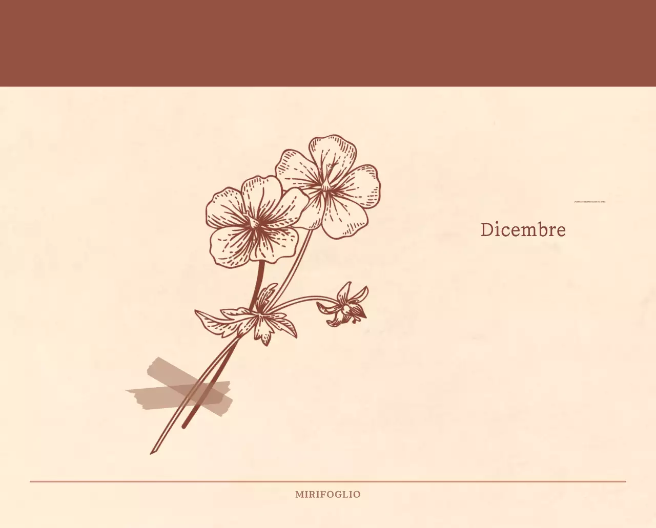 Un calendario sentimentale per fioristi in carta di lana marrone chiaro e marrone.