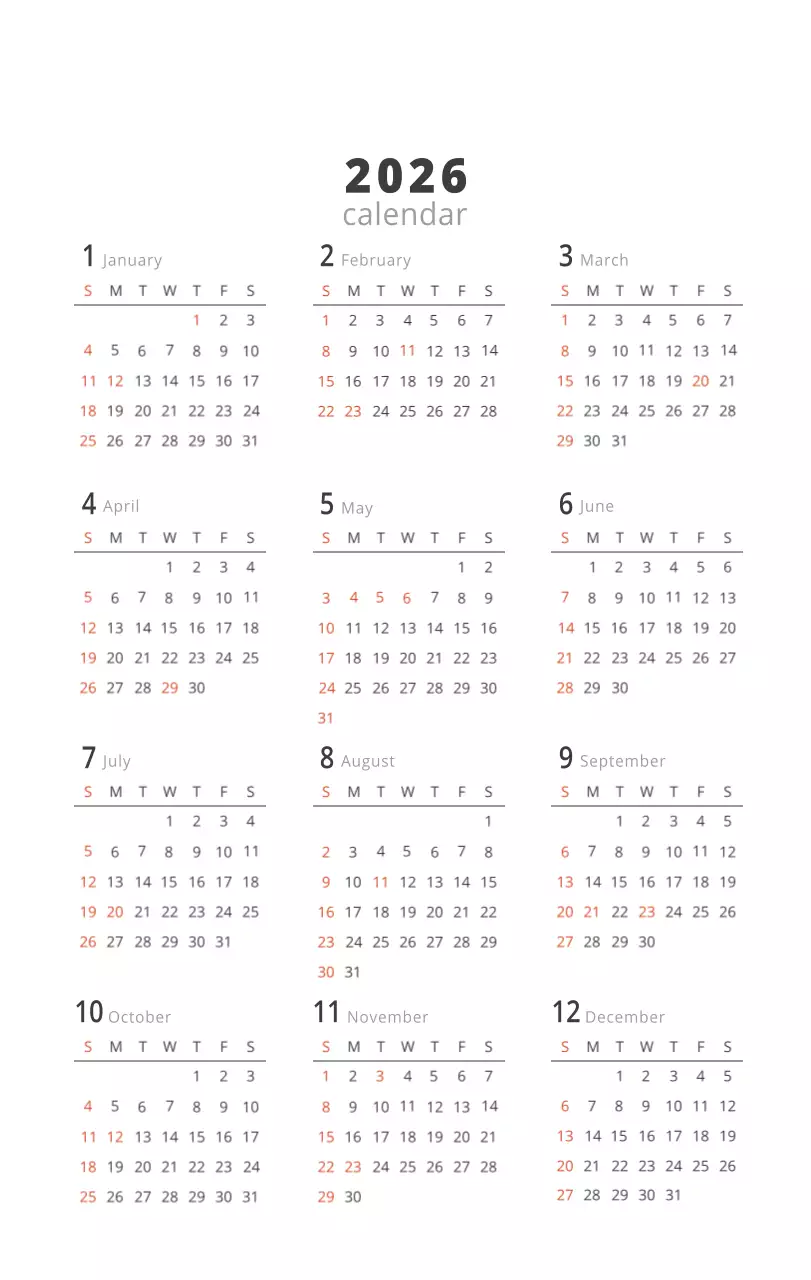 ベージュのミニマルなインテリアカレンダー