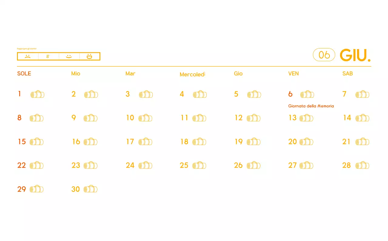 Calendario promozionale arancione dello yoga minimalista