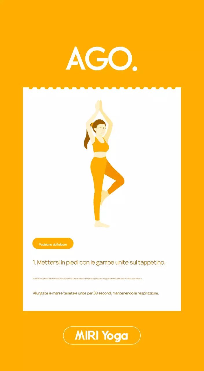 Calendario promozionale arancione dello yoga minimalista