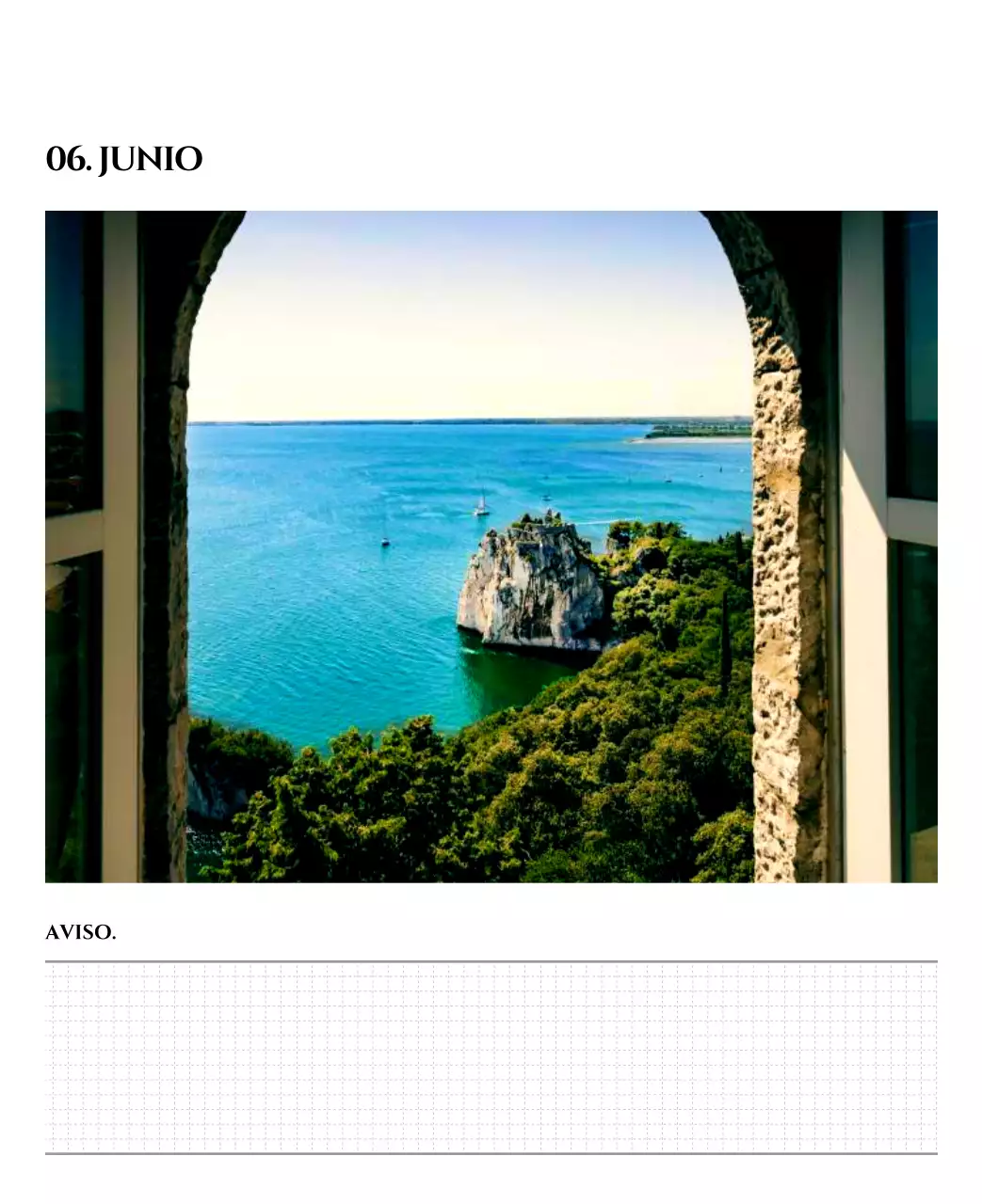 Calendario sencillo con concepto de fotografía de viaje emocional en blanco y negro