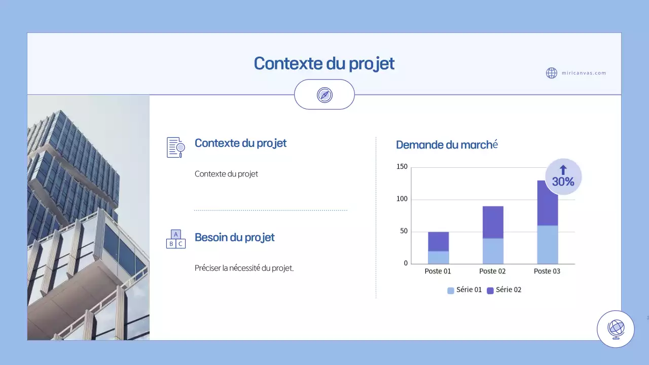 Planification d'une proposition simple en bleu clair