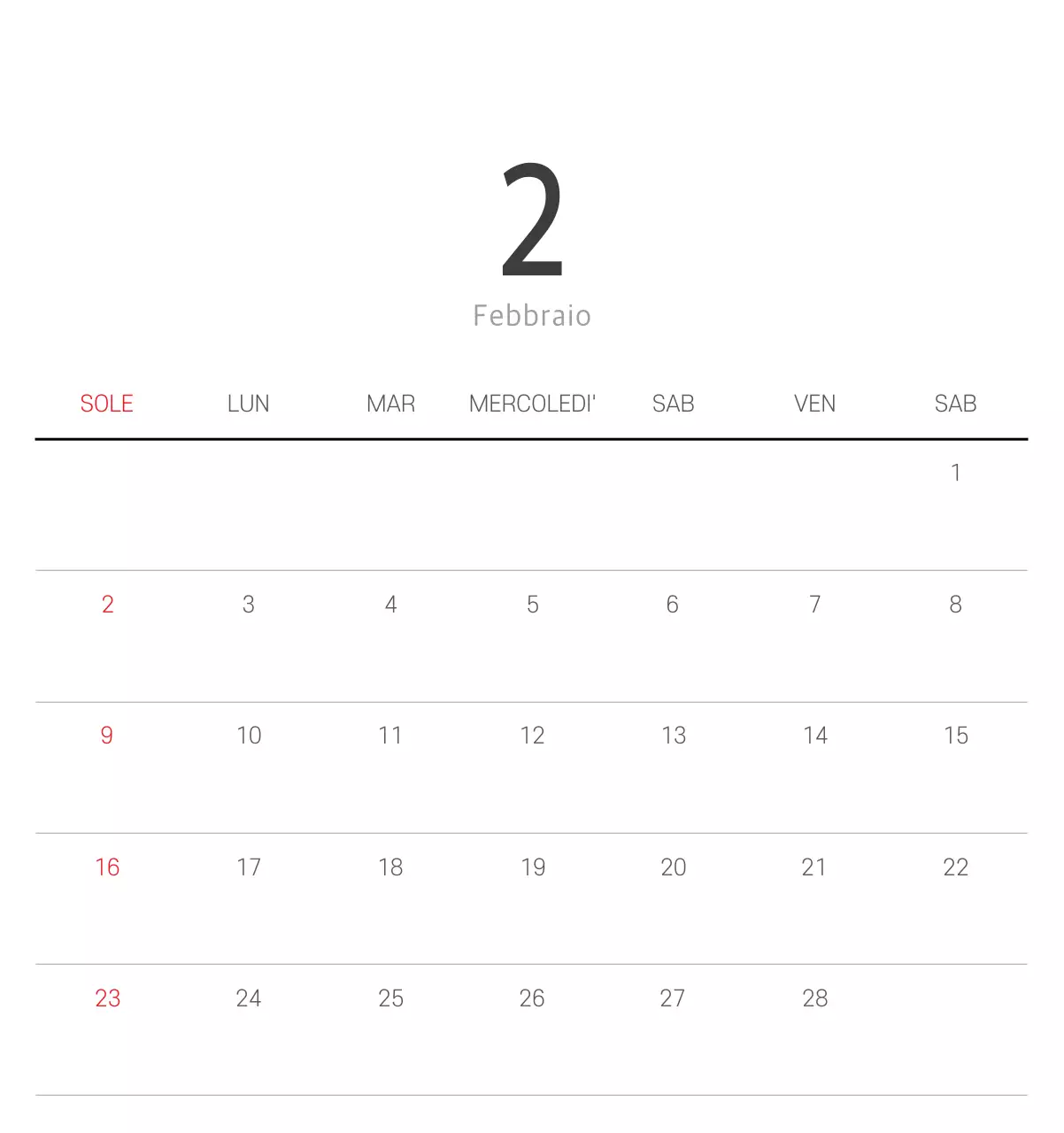 Calendario botanico naturale bianco e pulito