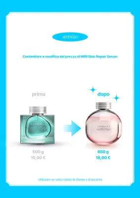 Annuncio di cosmetici moderni di colore azzurro