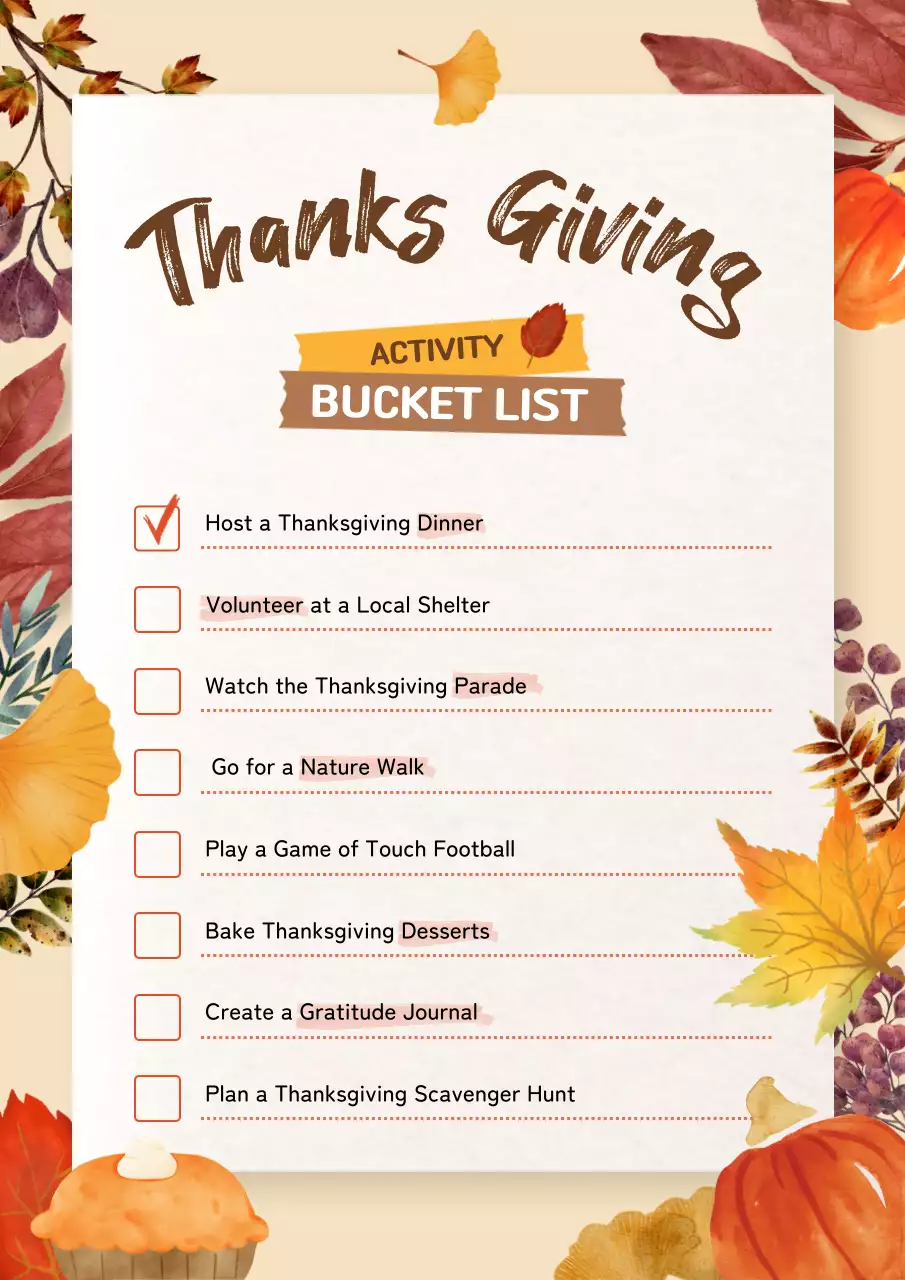 Beige Rustic Thanksgiving Planner Poster