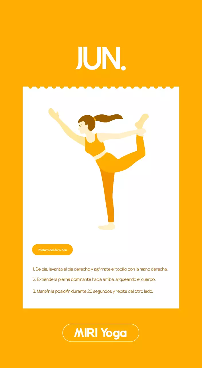 Calendario promocional de yoga minimalista naranja