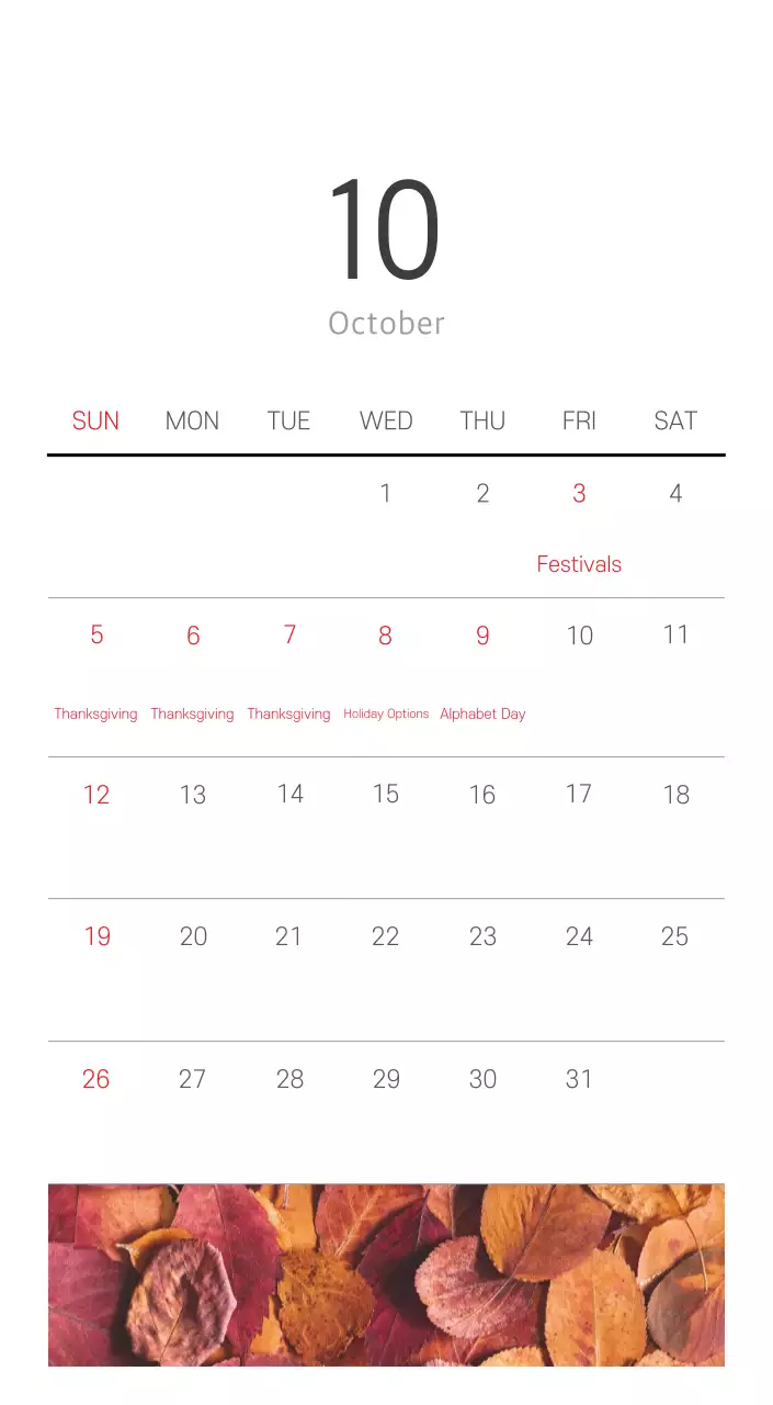 White clean botanical nature calendar