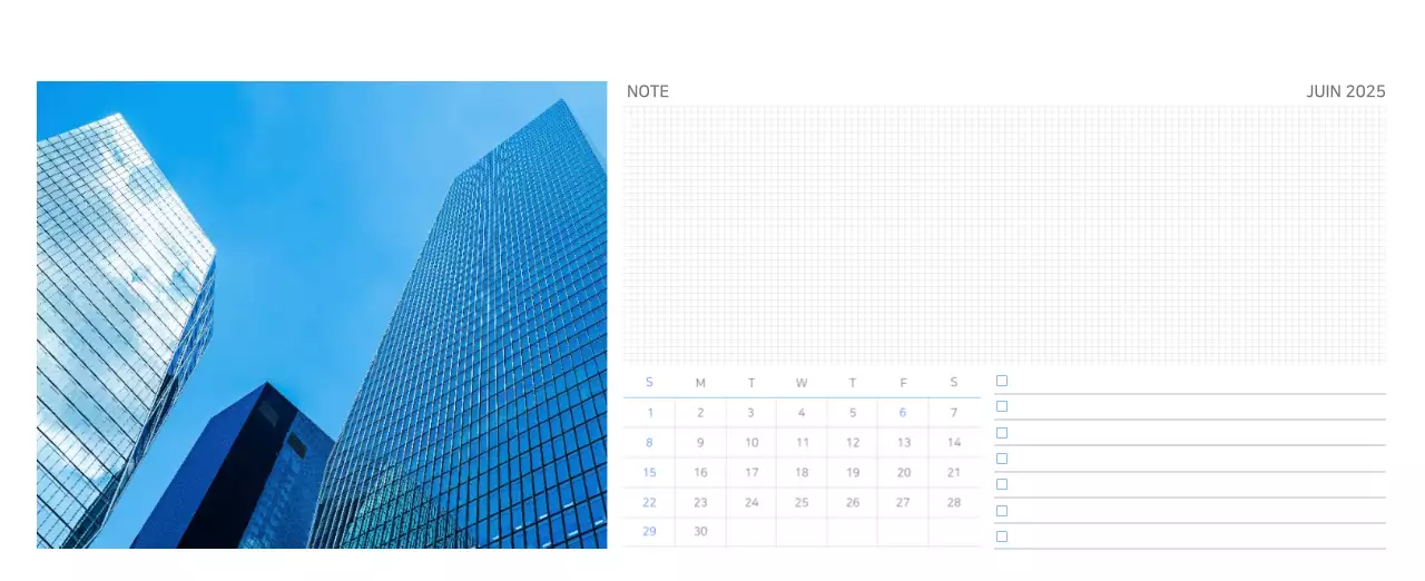 Calendrier moderne bleu Promotions d'entreprise