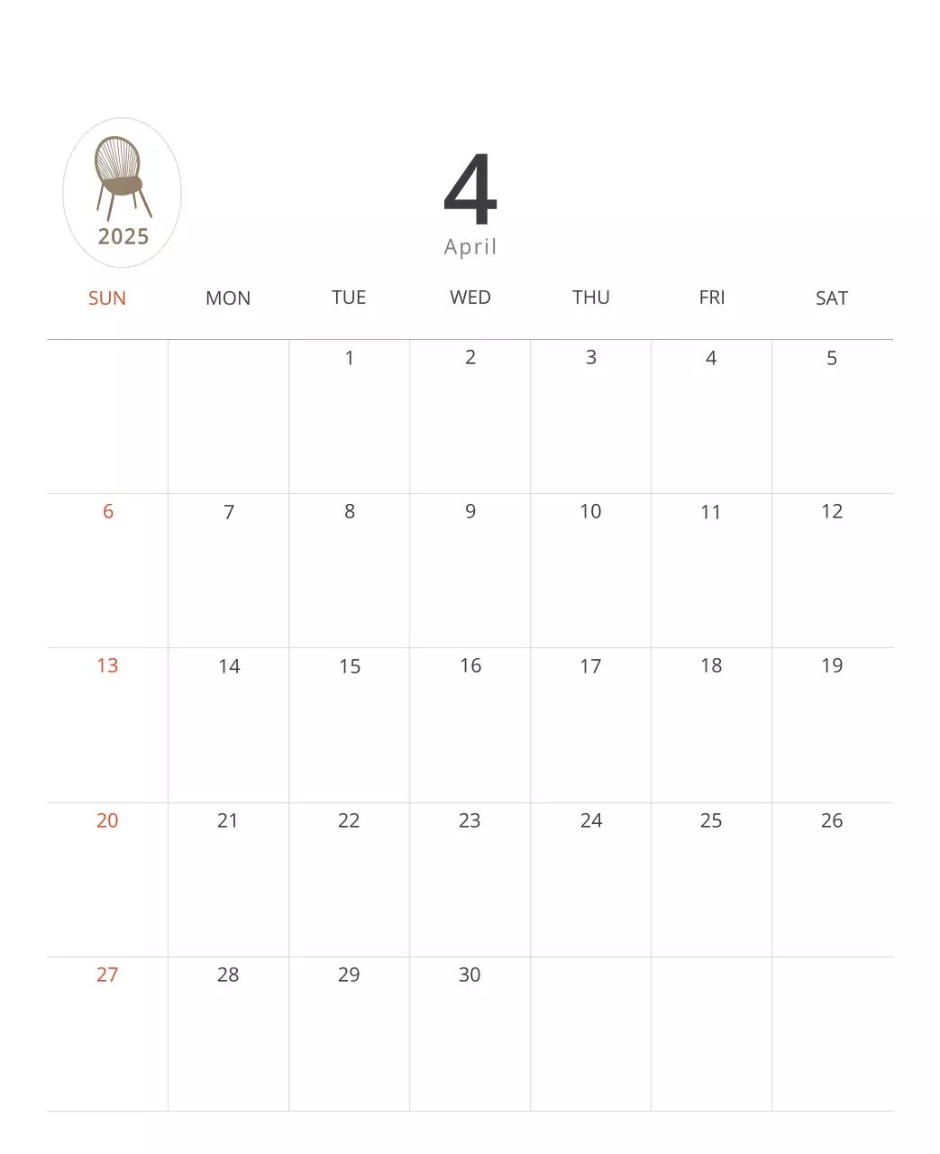 Kalender interior minimalis berwarna krem