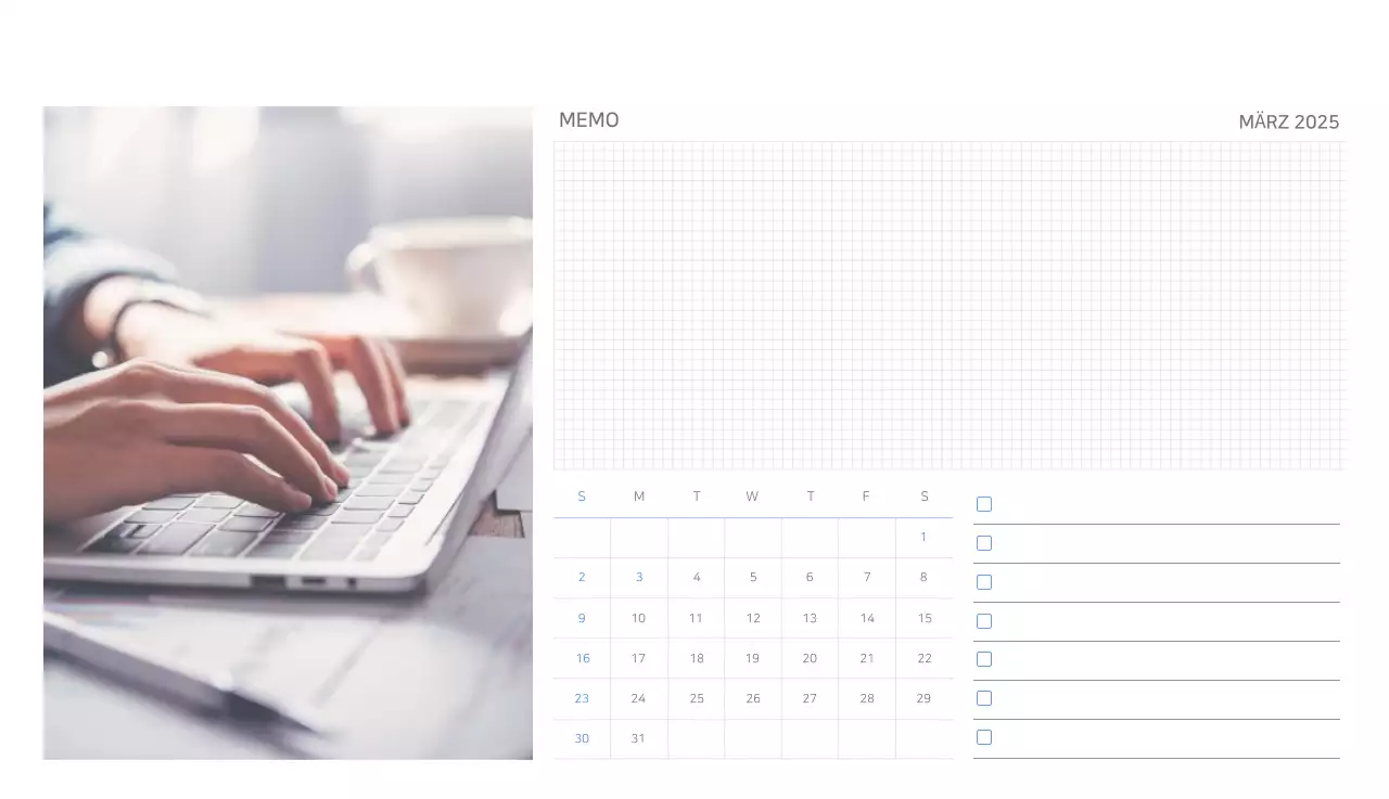 Blauer moderner Kalender Kalender