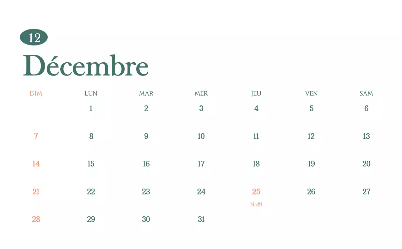 Un calendrier moderne pour les cafés avec des recommandations sur la boisson du mois.