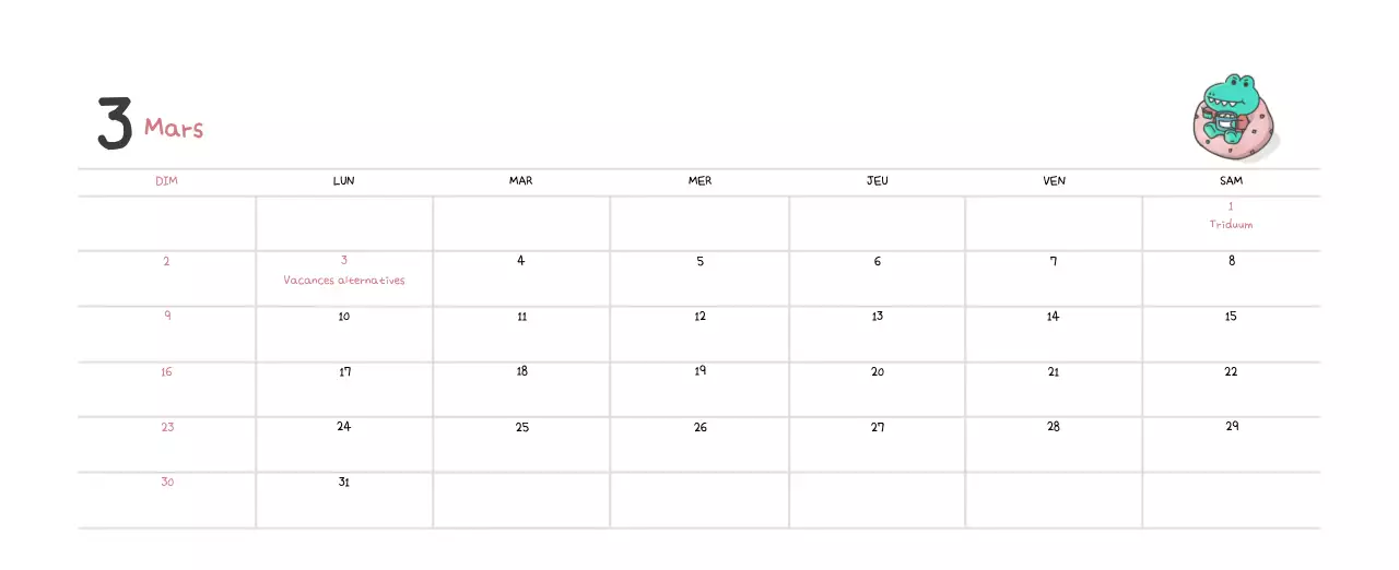 Un calendrier avec un concept d'illustration Ago mignon