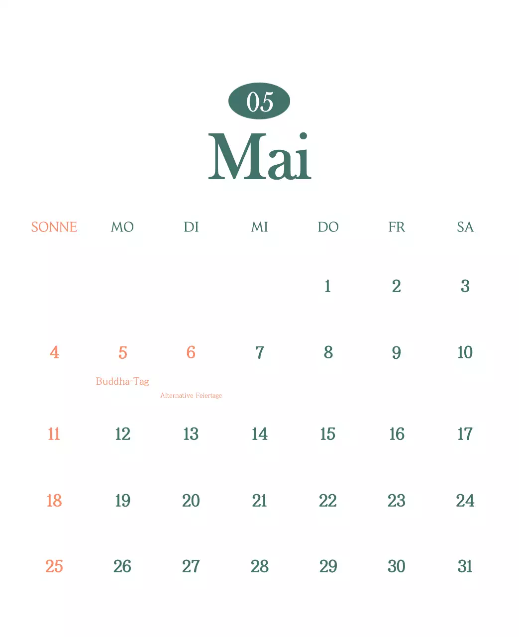 Ein moderner Café-Kalender mit Empfehlungen für das Getränk des Monats