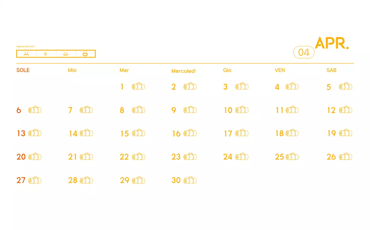 Calendario promozionale arancione dello yoga minimalista