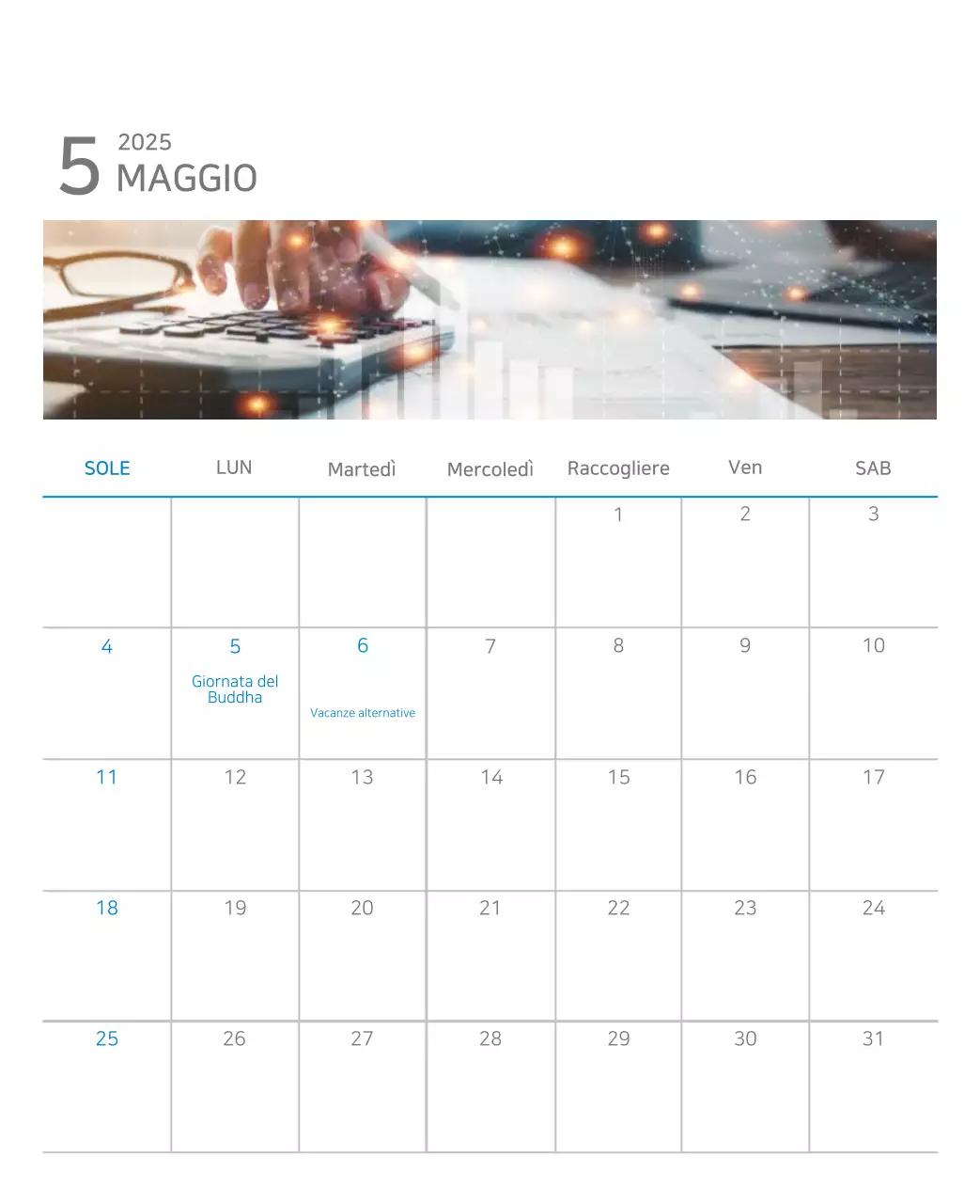 Calendario moderno blu Calendario moderno blu