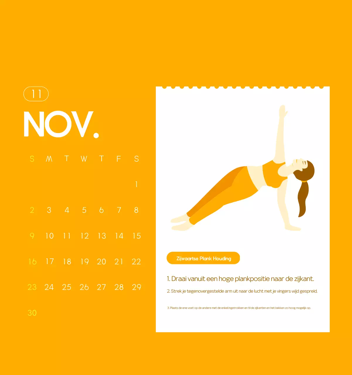 Oranje Minimalistische Yoga Promotiekalender