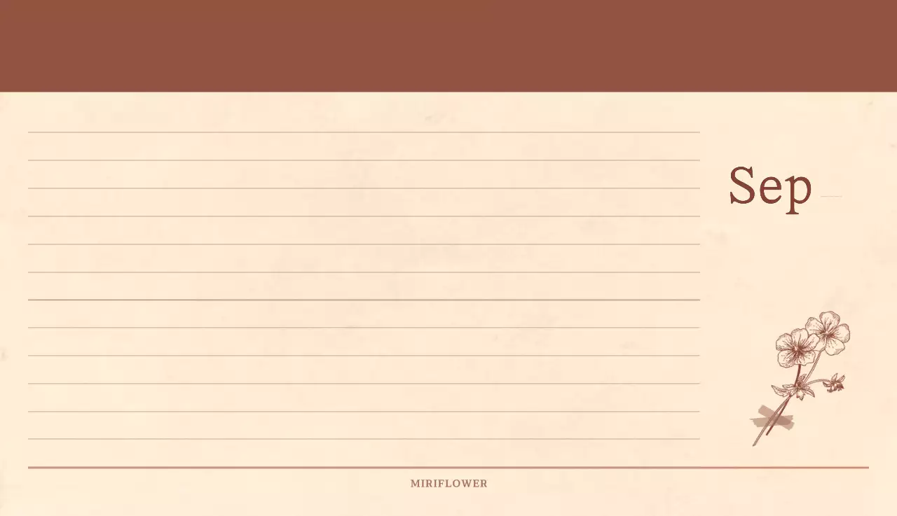 Kalender toko bunga sentimental dengan konsep kertas tenun berwarna coklat muda dan coklat