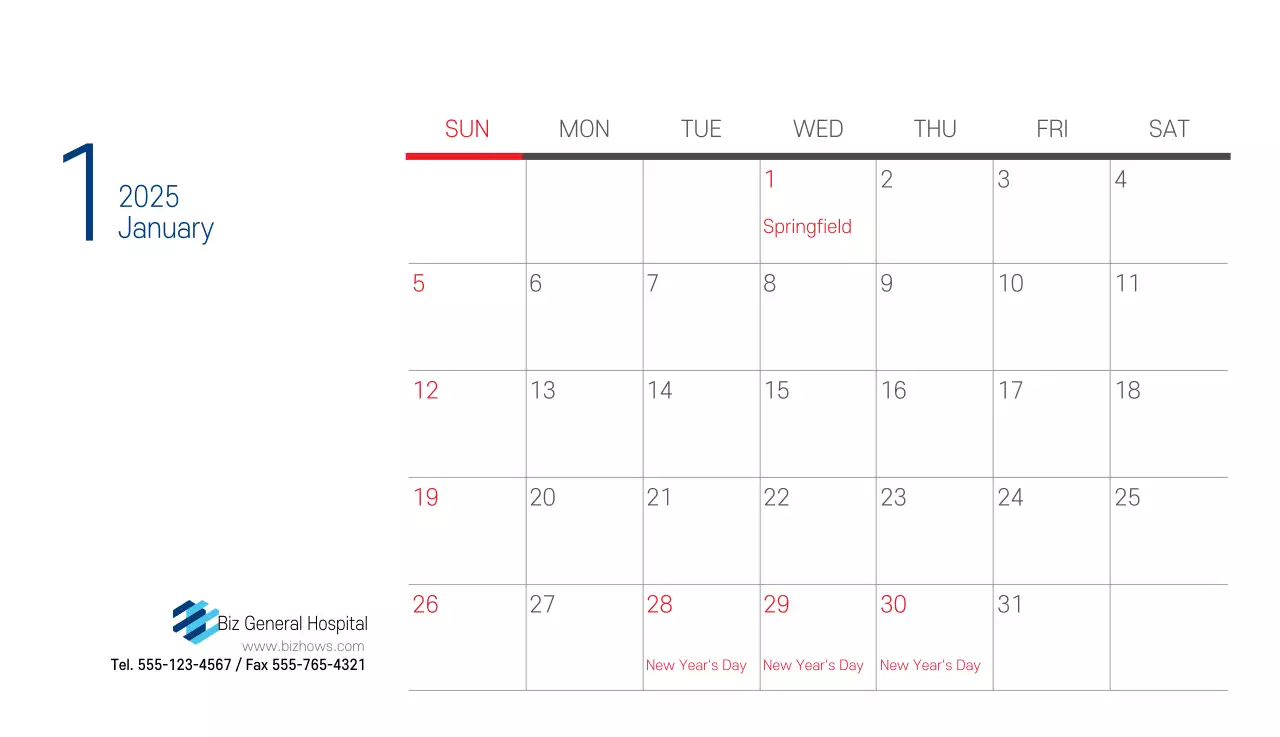 Kalender Promosi Rumah Sakit Sederhana Putih Angkatan Laut