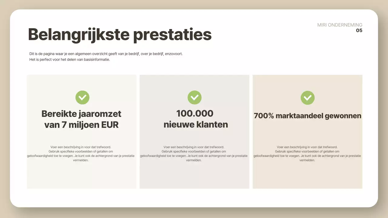 Beige schoon rapport beschrijving