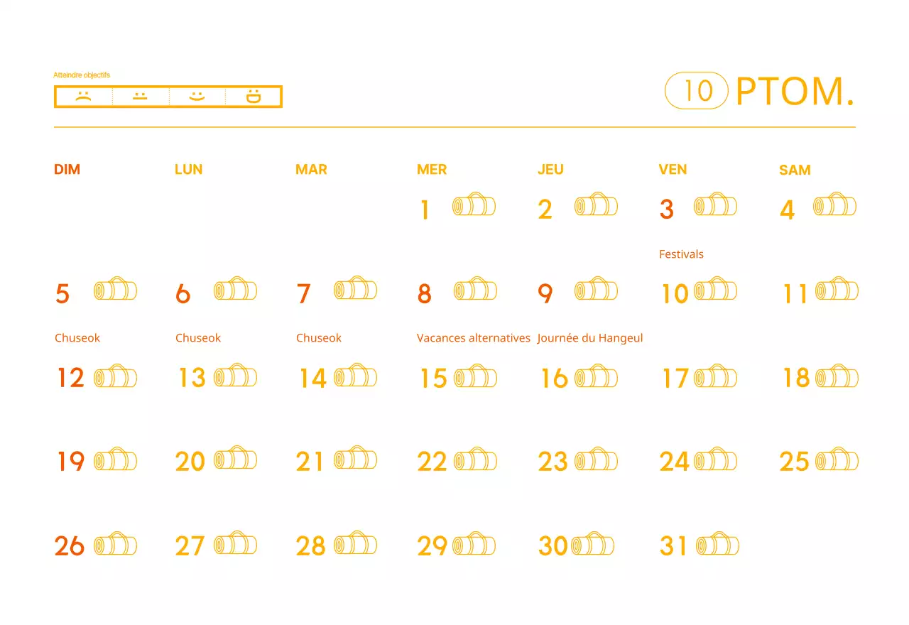 Calendrier promotionnel de yoga minimaliste orange