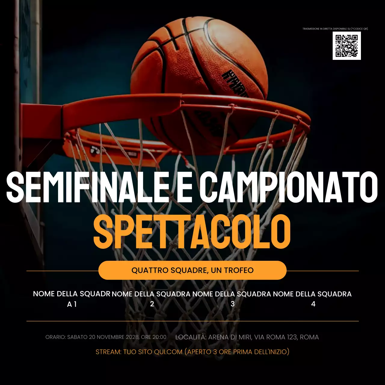 evento di basket moderno arancione