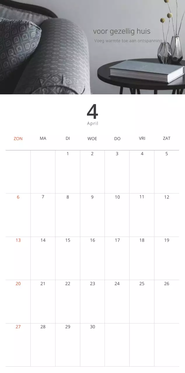 Beige minimalistische interieurkalender