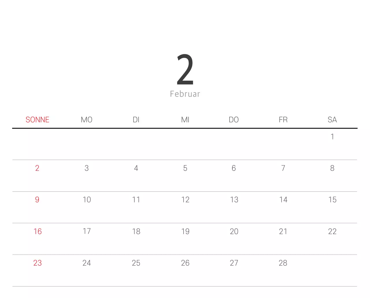 Weißer sauberer botanischer Naturkalender