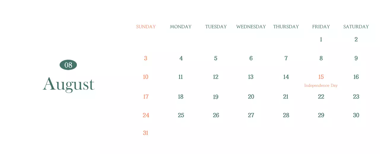 A modern cafe calendar with drink of the month recommendations