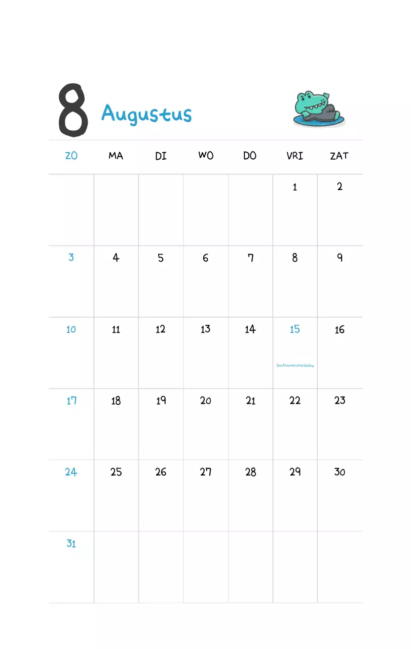 Een kalender met een schattig Ago-illustratieconcept