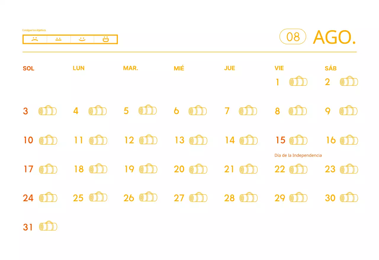 Calendario promocional de yoga minimalista naranja