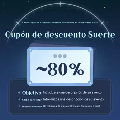 Promueva un evento de cupones Fantasía Azul y Negro