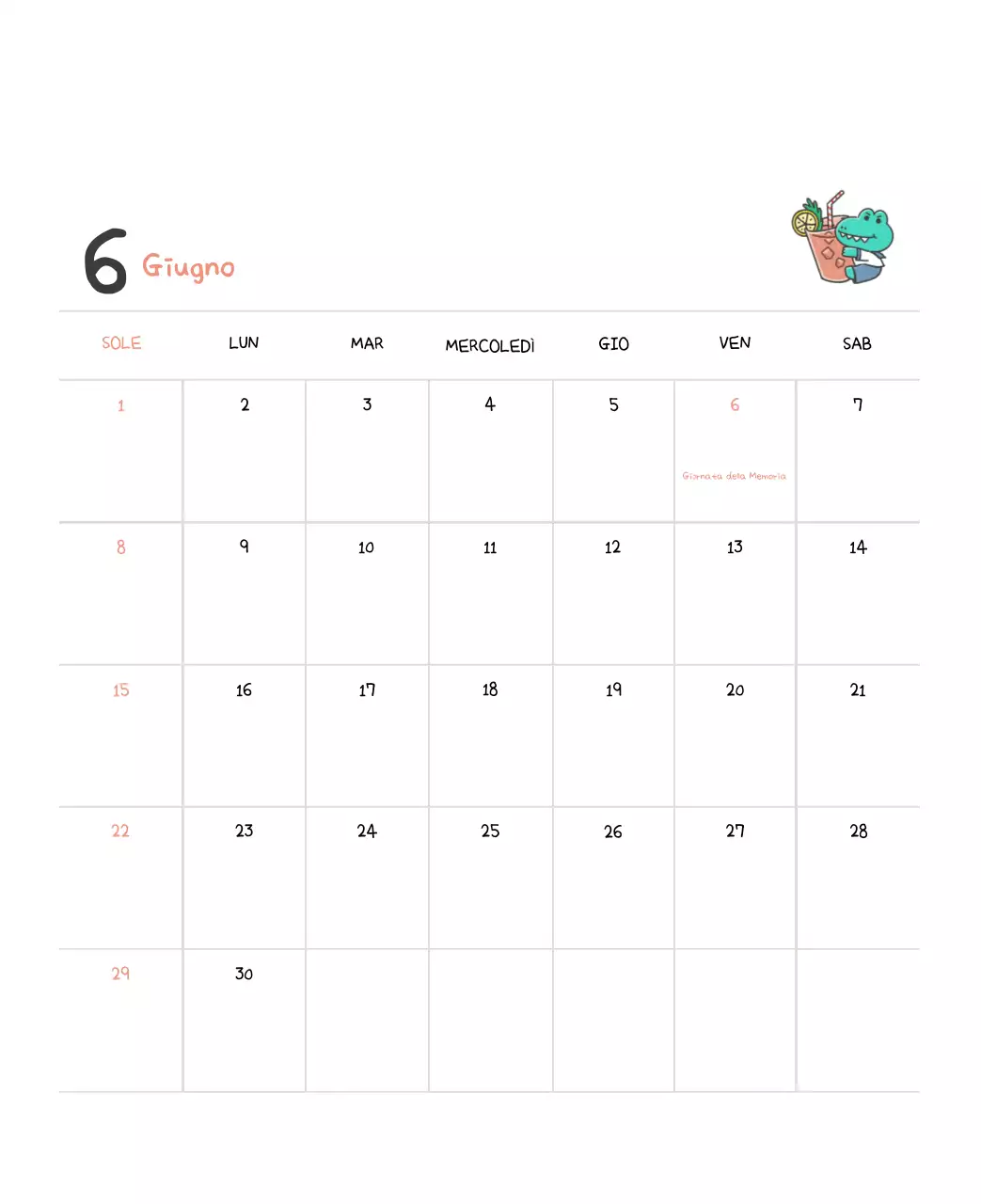 Un calendario con un simpatico concetto di illustrazione di Ago