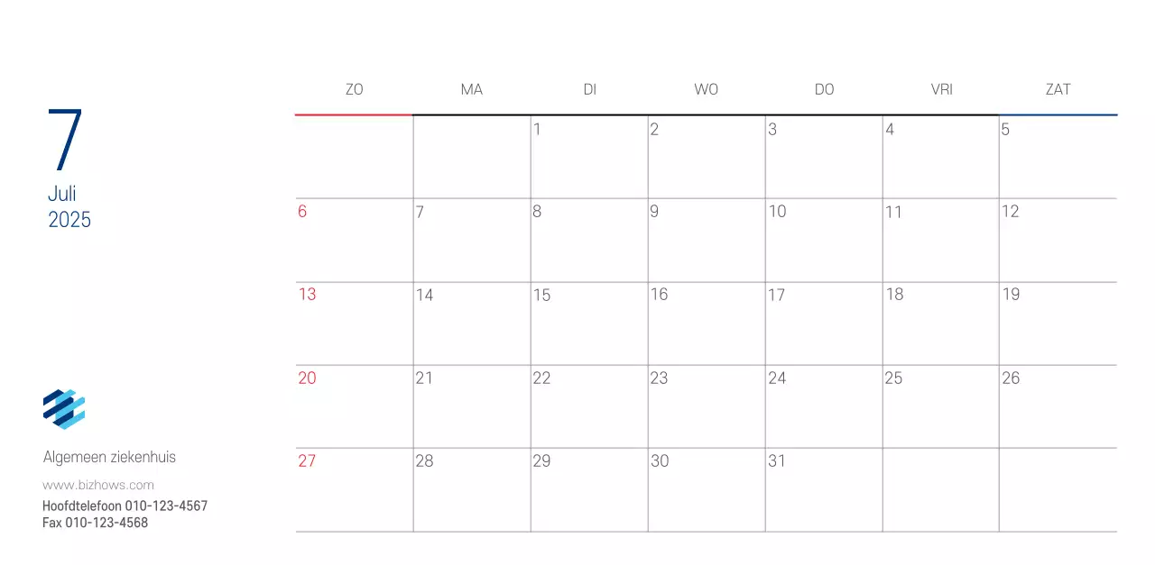 Navy Witte Eenvoudige Ziekenhuis Promotiekalender