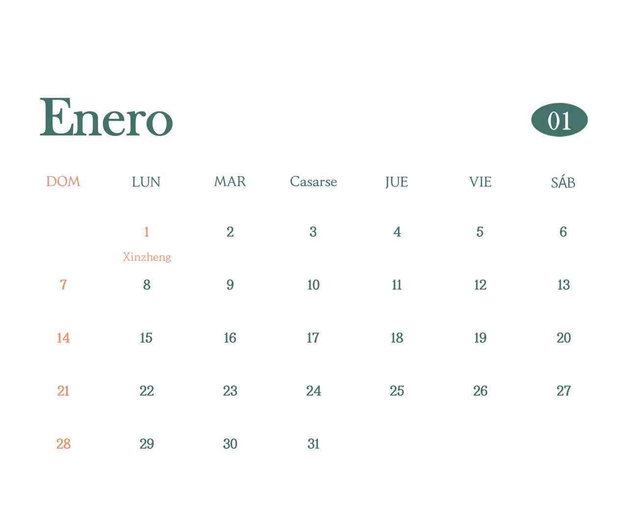 Un moderno calendario de cafeterías con recomendaciones para la bebida del mes