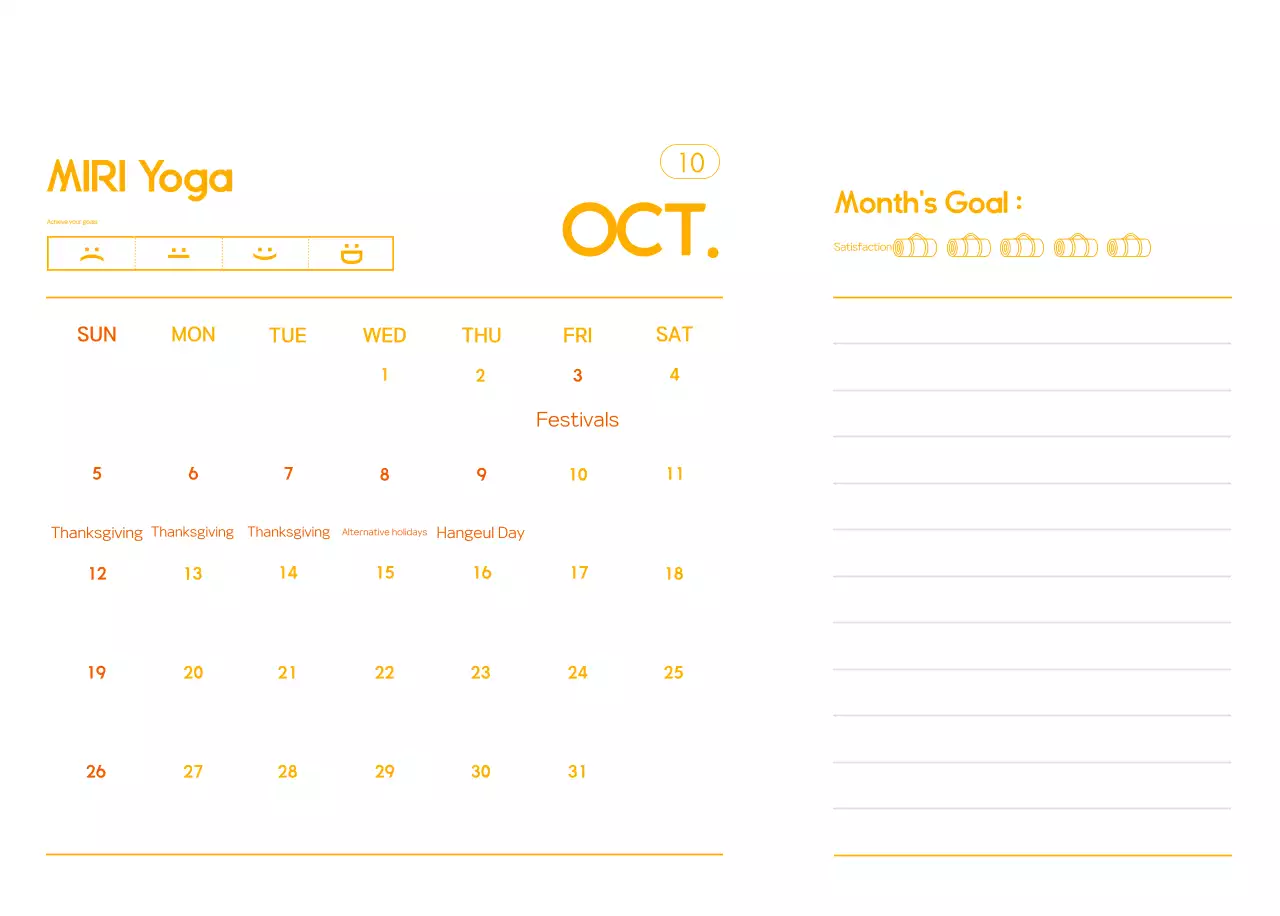 Kalender Promosi Yoga Minimalis Oranye