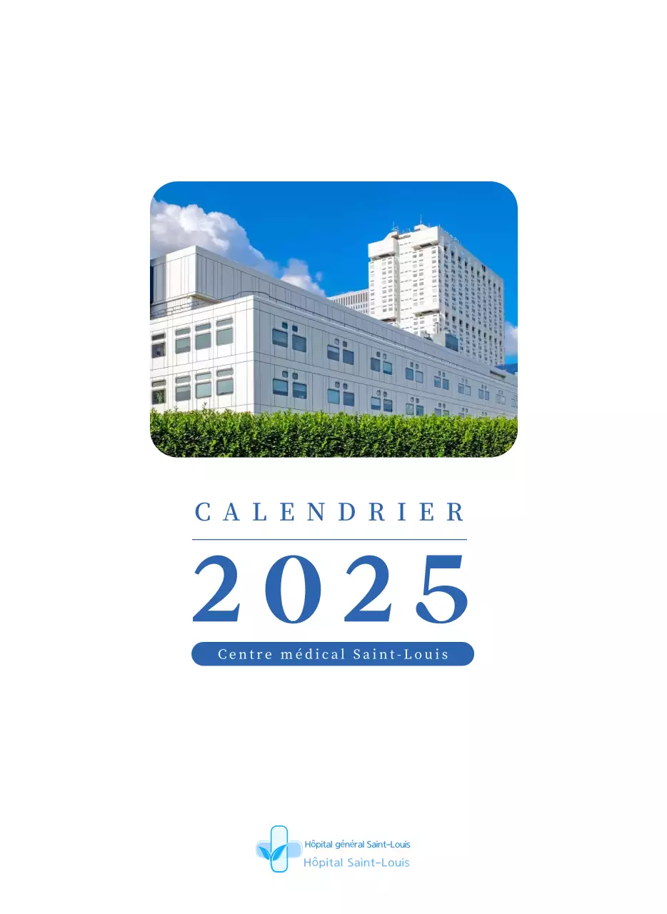 Calendrier hospitalier moderne bleu