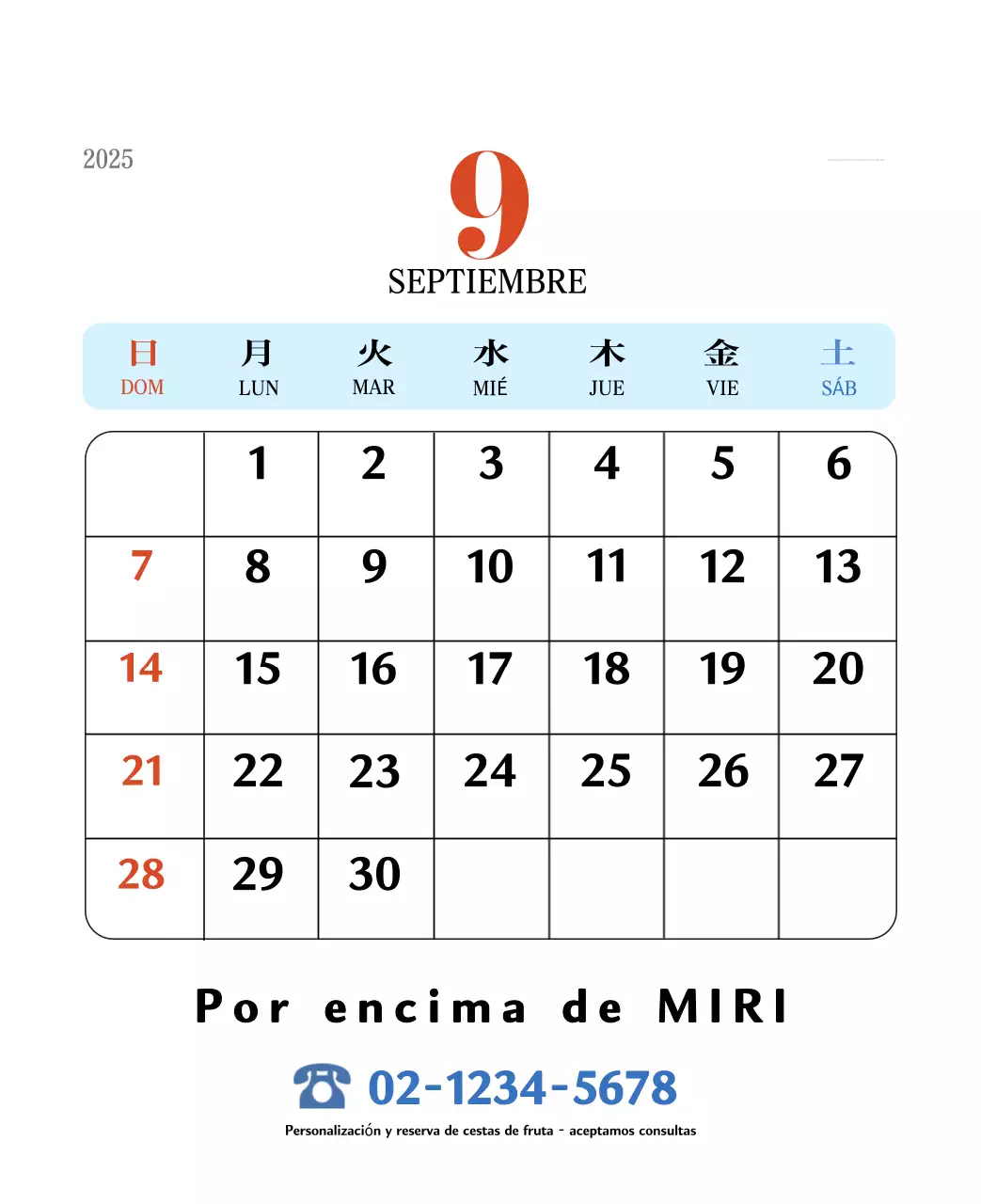 Calendario retro concept memory en rojo