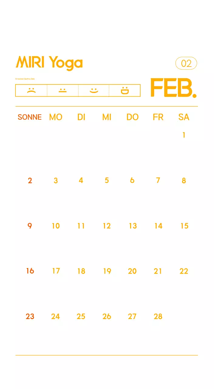 Orange Minimalistischer Yoga-Aktionskalender