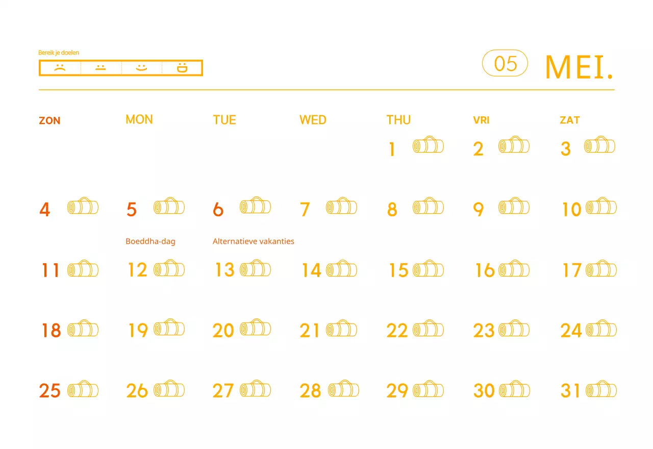 Oranje Minimalistische Yoga Promotiekalender