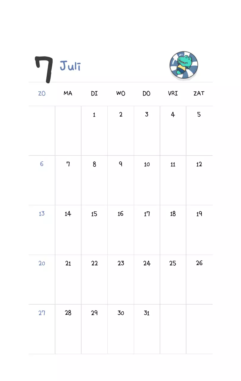 Een kalender met een schattig Ago-illustratieconcept