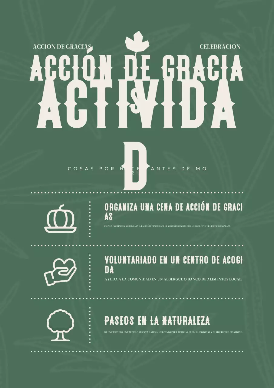 lista de actividades de acción de gracias green vintage